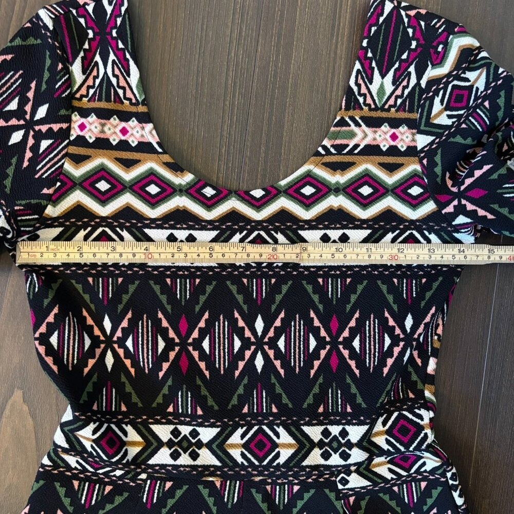 Alya Tribal Print Fit & Flare Mini Dress, Size Small – Boho Festival Style - Picture 9 of 12